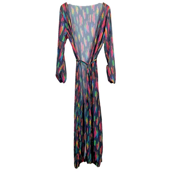 Matte Collection Women's M Sheer Robe Cover Up Negligee Lounge Gown Colorful - Picture 1 of 7
